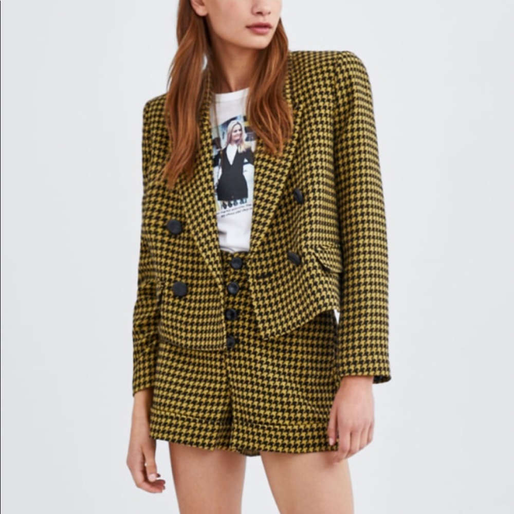 Zara short houndstooth blazer